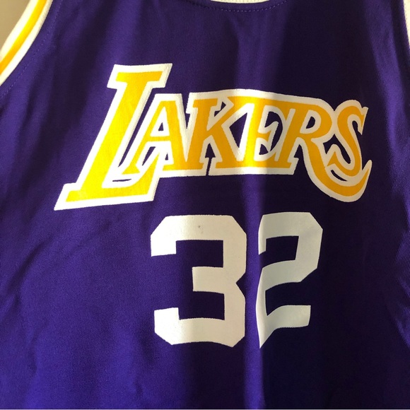 Vintage ’80s Lakers Magic Johnson Sand-Knit Medalist Purple Basketball Jersey - Picture 3 of 9